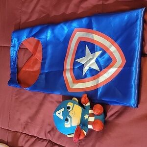 Superhero Cape for kids & TY Beanie Baby 6" Captain America Marvel Plush